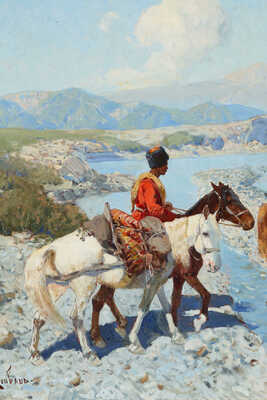 Рубо Франц Алексеевич. Кавказский мотив. Переправа через реку